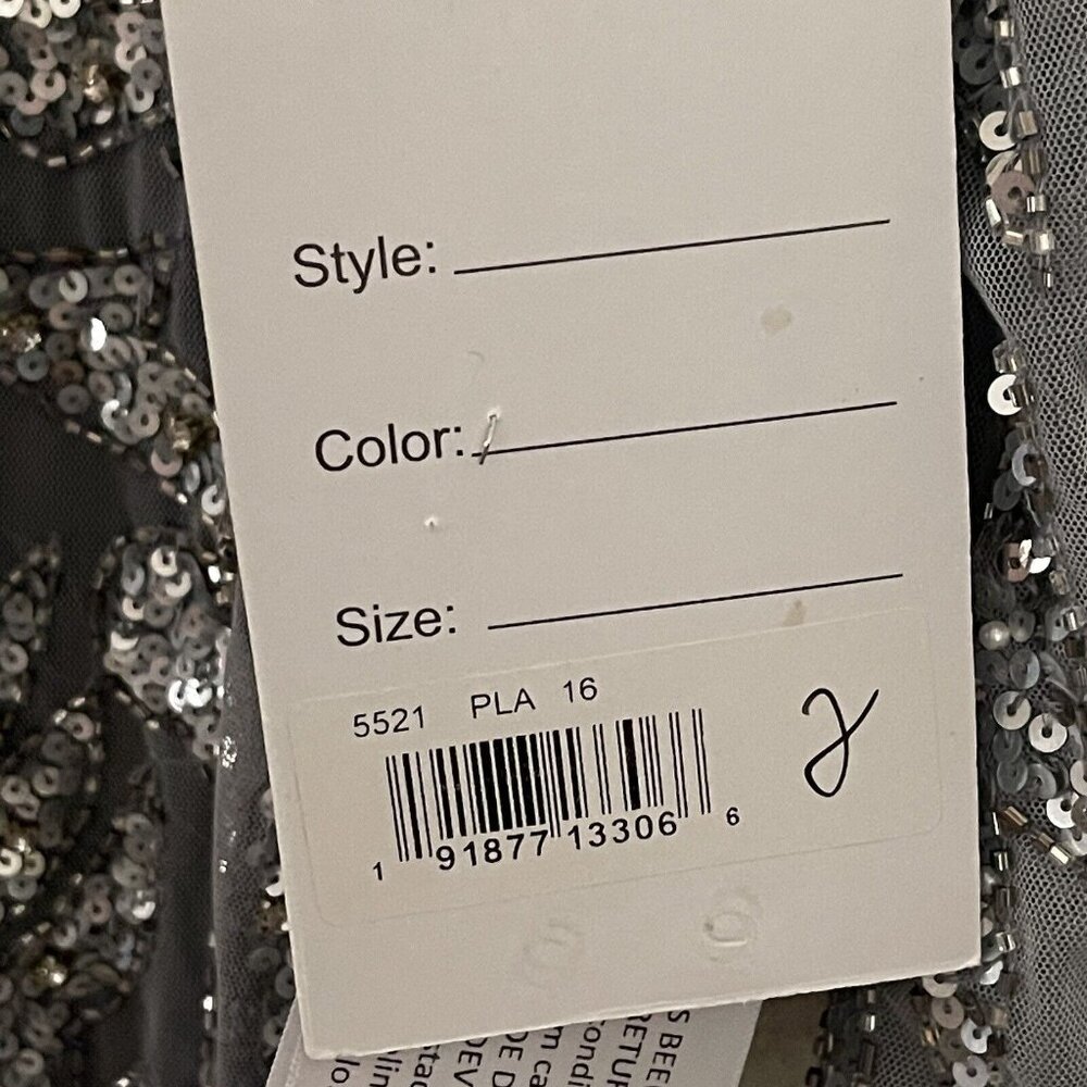 Mac Duggal Gown Dress Size 16 Beaded Sequined Illusion Sheath Dress 5521 $498 - Picture 13 of 16